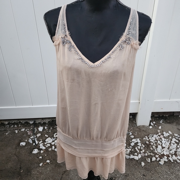 bebe Tops - ‼️SOLD‼️Embellished Beige Sleeveless Top by BEBE - Size S